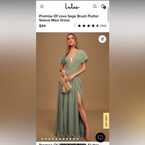 Lulu’s Promise Of Love Sage Brush Flutter Sleeve Maxi Dress
